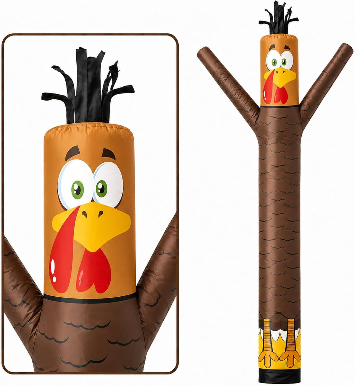 GOODENY 20FT Turkey Inflatable Tube Man (18''Diameter) Wacky Wavy Dancing Guy for Outdoor Decoration