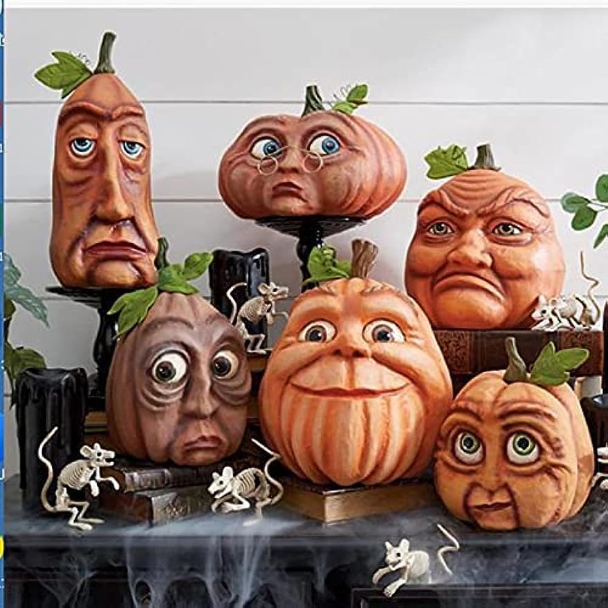 Hanoxe Expressive Pumpkin Family Halloween Decorations, Pumpkin Lantern Venue Props for Haunted House Bar P