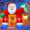 COMIN 11.8 FT Christmas Inflatables Santa Claus Arch Outdoor Decorations Shakable Hand Christmas Blow Up with