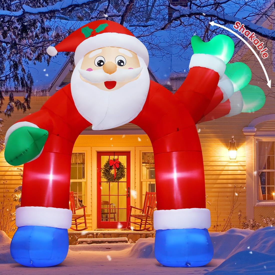 COMIN 11.8 FT Christmas Inflatables Santa Claus Arch Outdoor Decorations Shakable Hand Christmas Blow Up with
