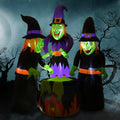 Double Couple 6FT Halloween Inflatables Outdoor Decorations,Three Witch Around Cauldron with Bulit-in Light