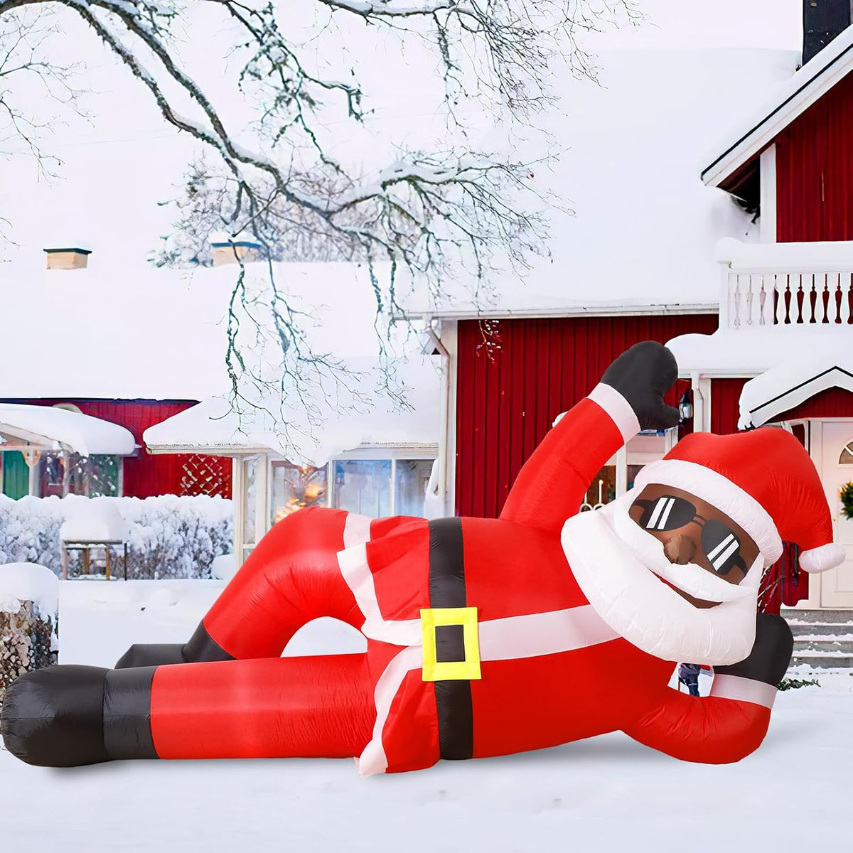 10FT Inflatable Santa, Christmas Inflatables Outdoor Yard Decor with Lights / Giant Christmas Blow Ups Lying