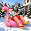 8.2 FT Hawaiian Santa on Flamingo Pool Float Christmas Inflatables Outdoor Decorations, Christmas Blow Up