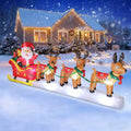 12 FT Long Christmas Inflatables Santa Claus with Reindeers Outdoor Decorations, Christmas Blow Up Yard