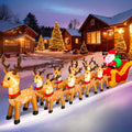 Garma 14 FT Christmas Inflatables Outdoor Decorations Giant Christmas Blow ups / Santa Claus Sleigh and 9