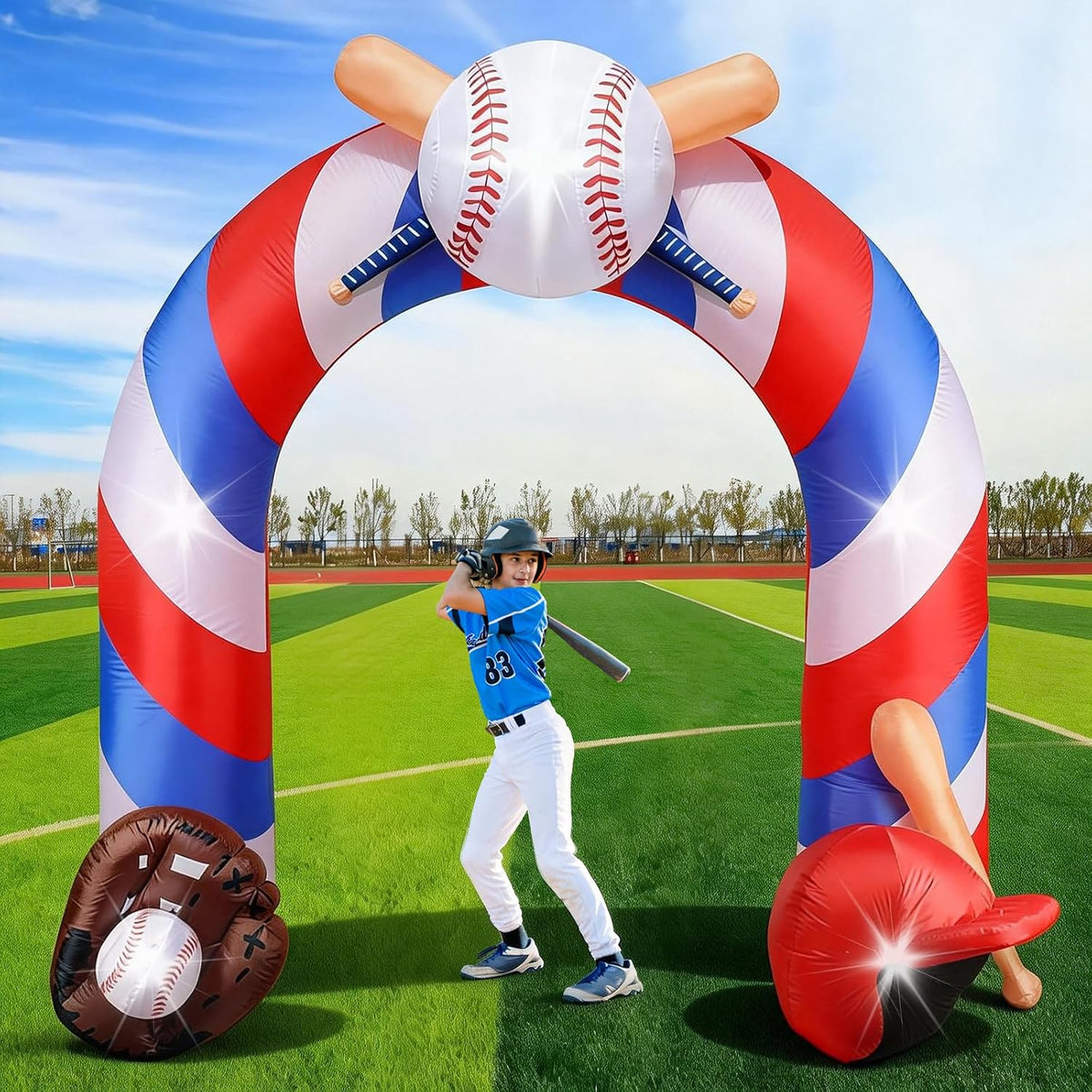 9Ft Giant Baseball Inflatables Arch Baseball Blow Up Decoration with LED / Jumbo Inflatable Archway, Sports