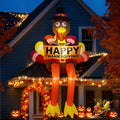 8FT LED Lighted Thanksgiving Fall Inflatables Turkey Outdoor Decorations / Waterproof & Windproof, Fast