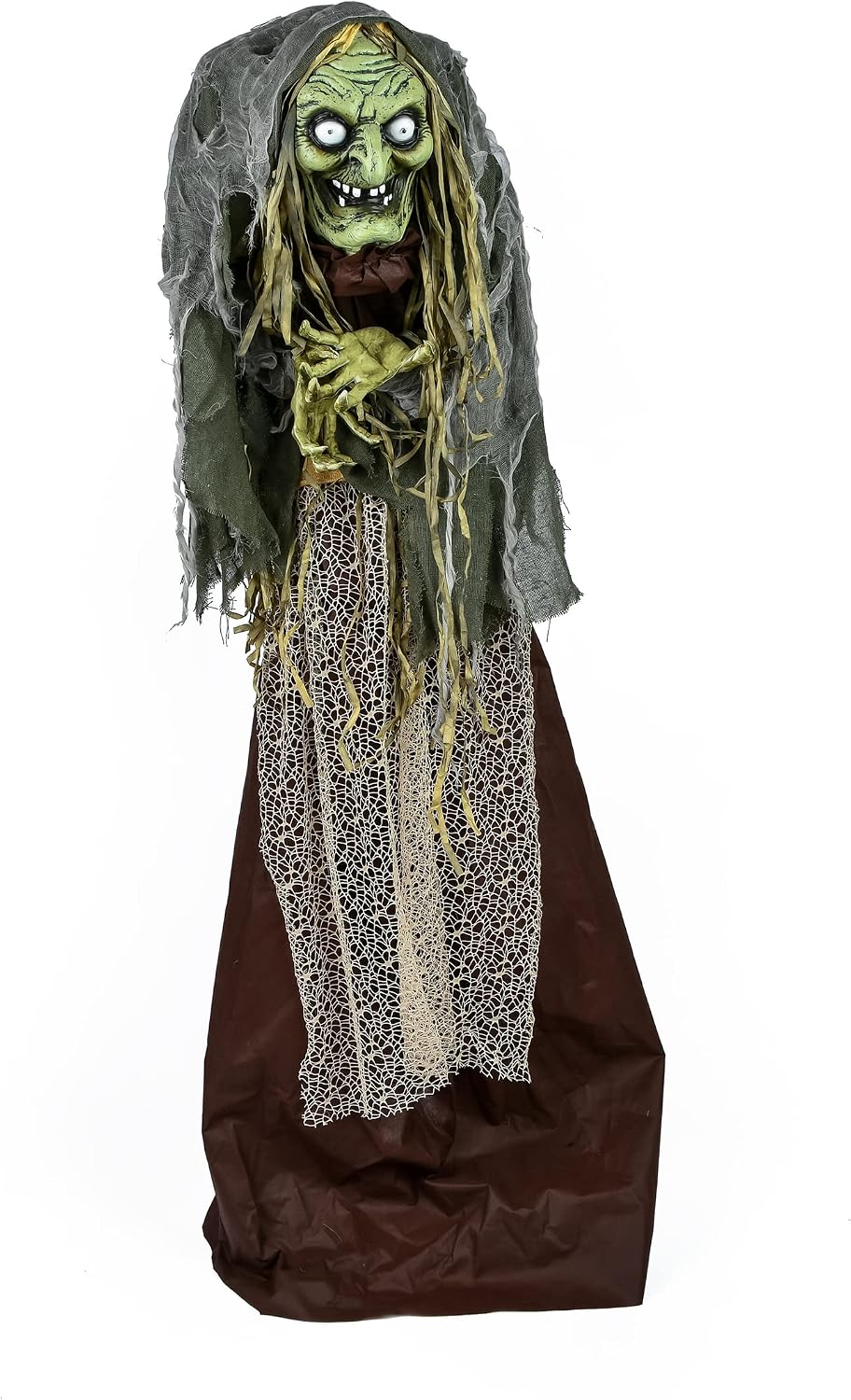 National Tree Company Pre Lit Animated Scary Green Witch, Green, Sound Activated, LED Lights, Halloween