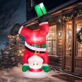 Christmas Inflatables Outdoor Decorations, 8 FT Handstand Santa Claus with 3 LED Lights Large Blow Up Yard