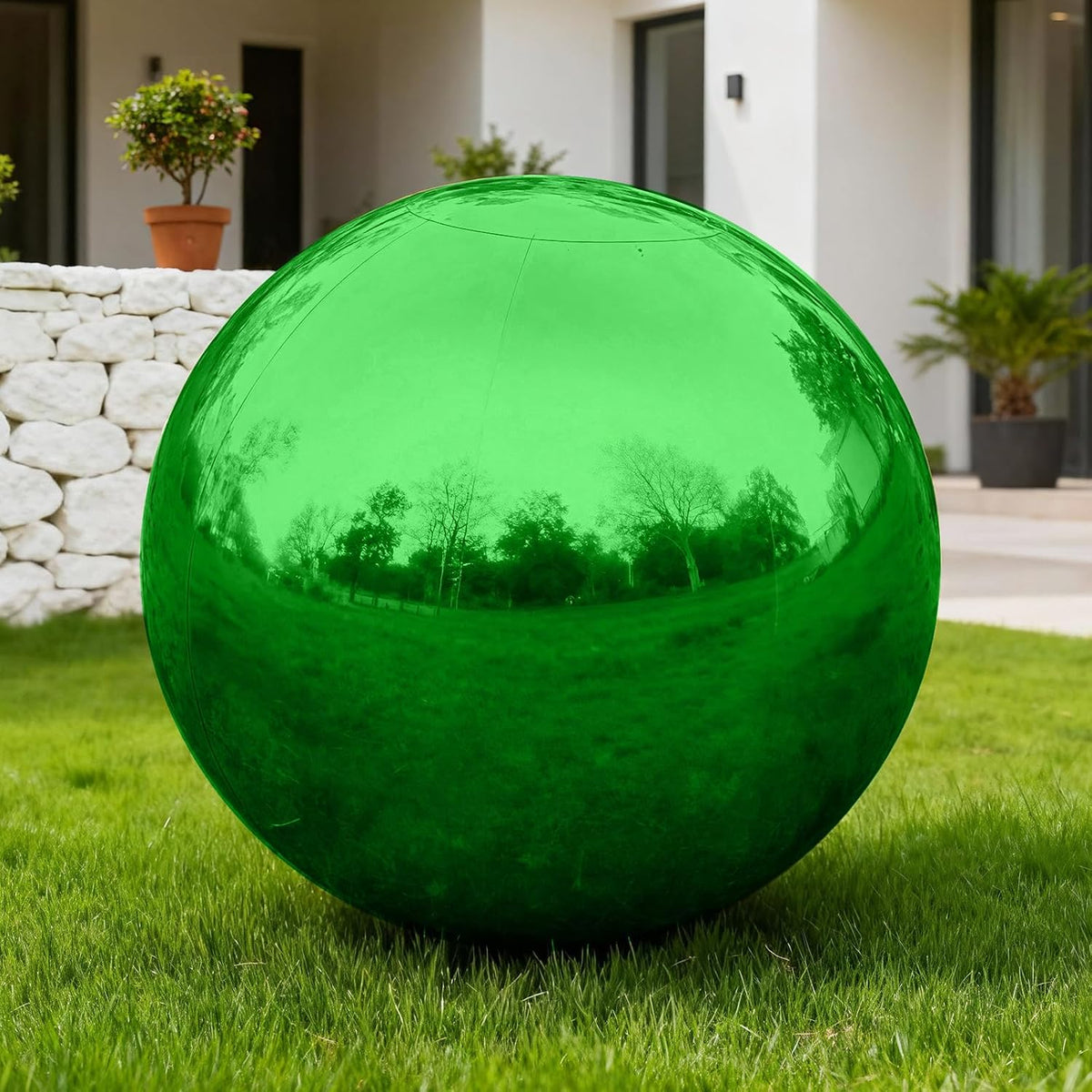 Green Inflatable Mirror Ball 19.7in, Reusable Hanging Mirror Balls Decor Shiny, PVC Large Event Decoration
