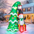 7FT Inflatable Christmas Tree Outdoor Decorations, Blow up Christmas Tree with Penguins & Gift Box Yard