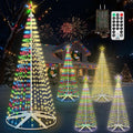 8FT Pre-lit Cone Christmas Tree Outdoor, 444 LED Lighted Christmas Tree with Remote, Timer, 11 Lighting