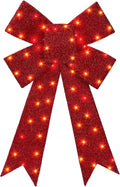 30 Inch Lighted Christmas Bow, 75 LED Pre-lit Outdoor Christmas Bow Decor / 8-Mode Lighting Red Christmas