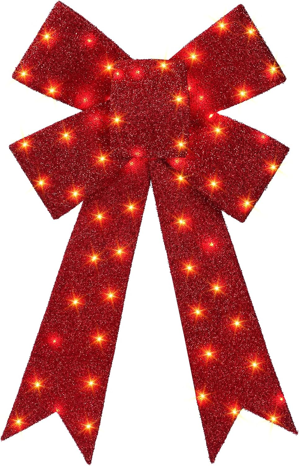 30 Inch Lighted Christmas Bow, 75 LED Pre-lit Outdoor Christmas Bow Decor / 8-Mode Lighting Red Christmas