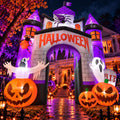 Bajree 12FT Halloween Inflatable Haunted Castle Archway for Yard / Giant Haunted Castle House with LED