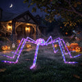 7FT Giant Halloween Spider Decorations Outdoor – Prismatic Iridescent Light-Up Spider with 170 LED Lights &