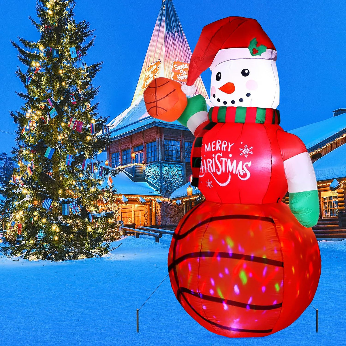 Rotatingpals 6.5 ft Christmas Inflatables Snowman Outdoor Decorations Christmas Blow up Yard Decor Built-in